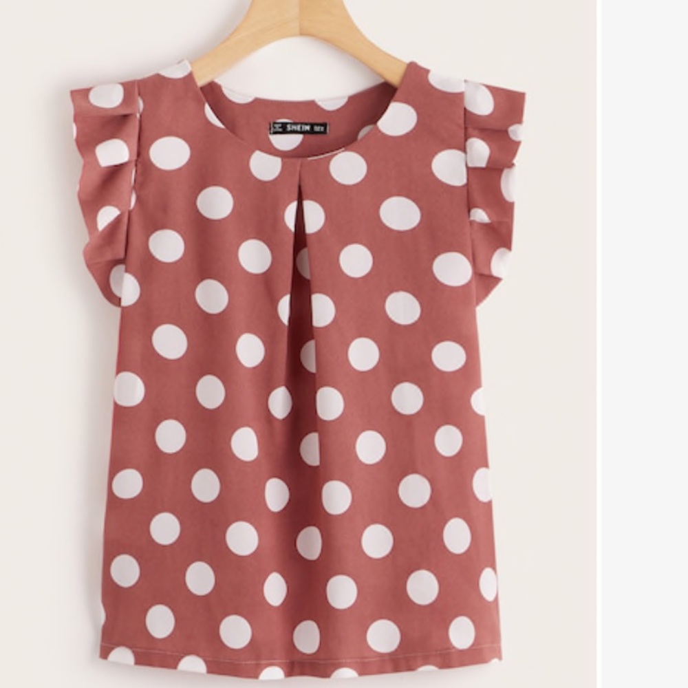 SALE!! Polka dot dark pink and white blouse